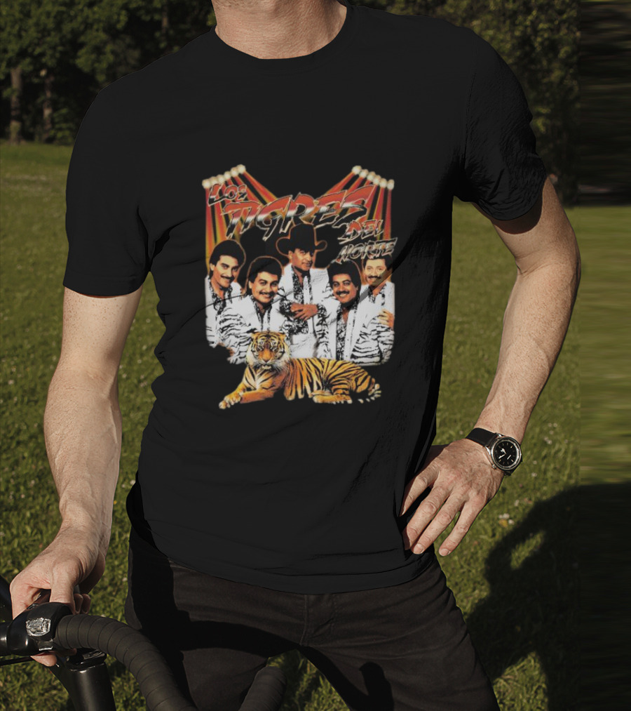 Los Tigres Del Norte Band Members With Tiger Image T-Shirt