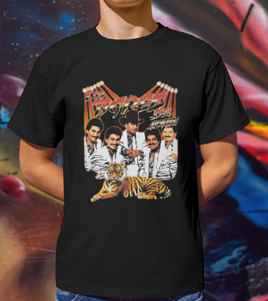 Los Tigres Del Norte Band Members With Tiger Image T-Shirt