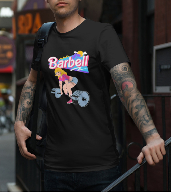 Barbie Lifting Barbell Retro Beach Sunset Fitness Aesthetic T-Shirt