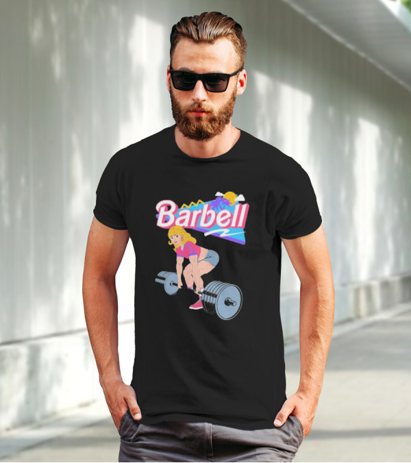Barbie Lifting Barbell Retro Beach Sunset Fitness Aesthetic T-Shirt