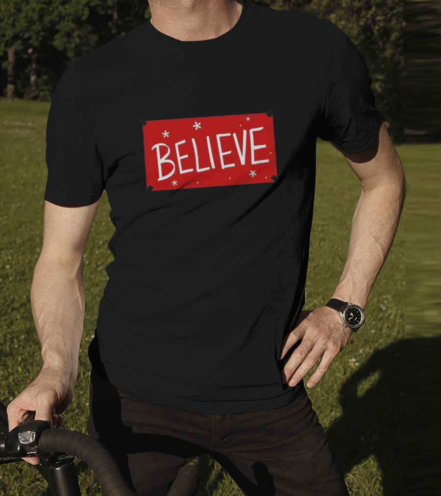 Believe Red Christmas Snowflakes T-Shirt