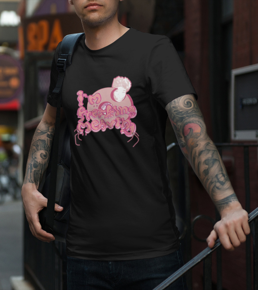 I’m Freaking Mewing Pink Cartoon Style With Portrait And Whiskers T-Shirt