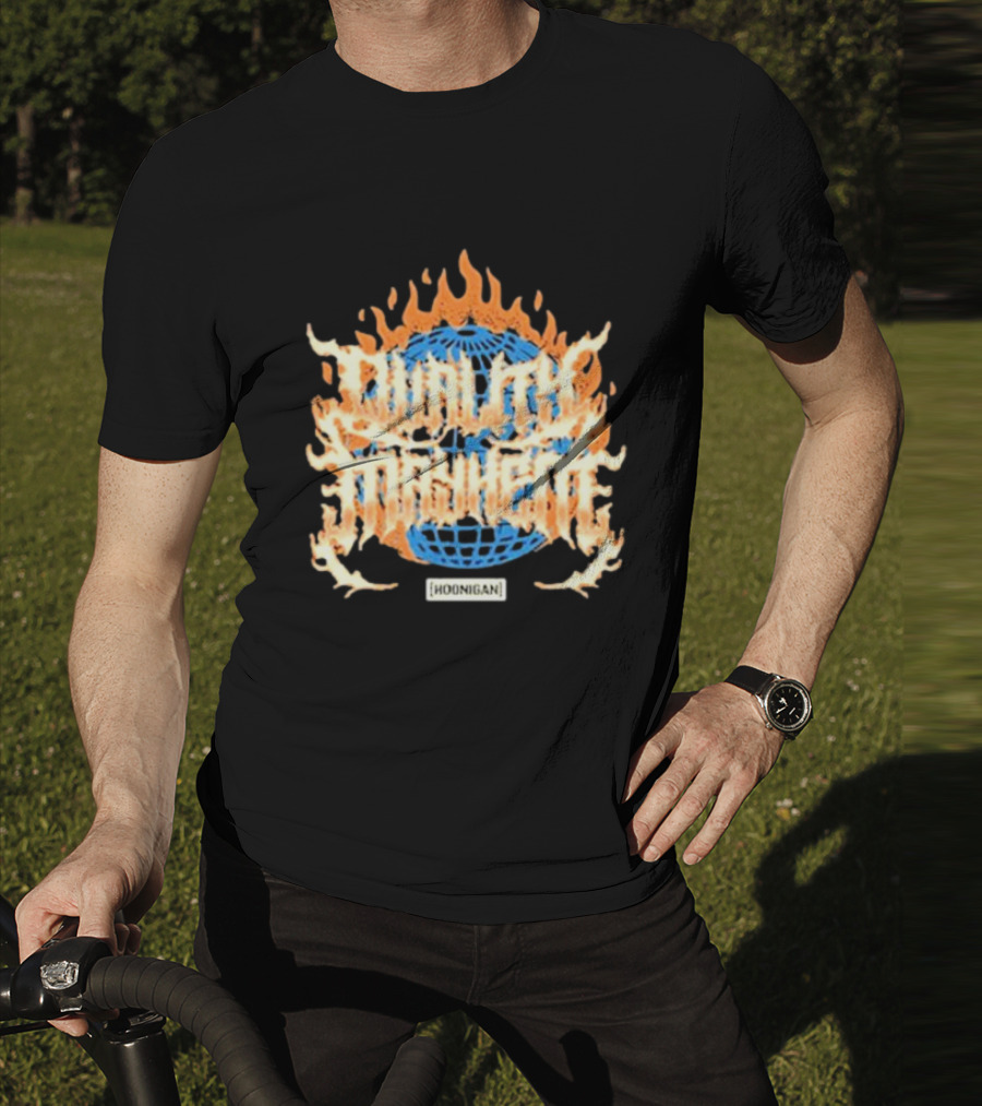 Hoonigan Burnt Mayhem World Globe Flames T-Shirt