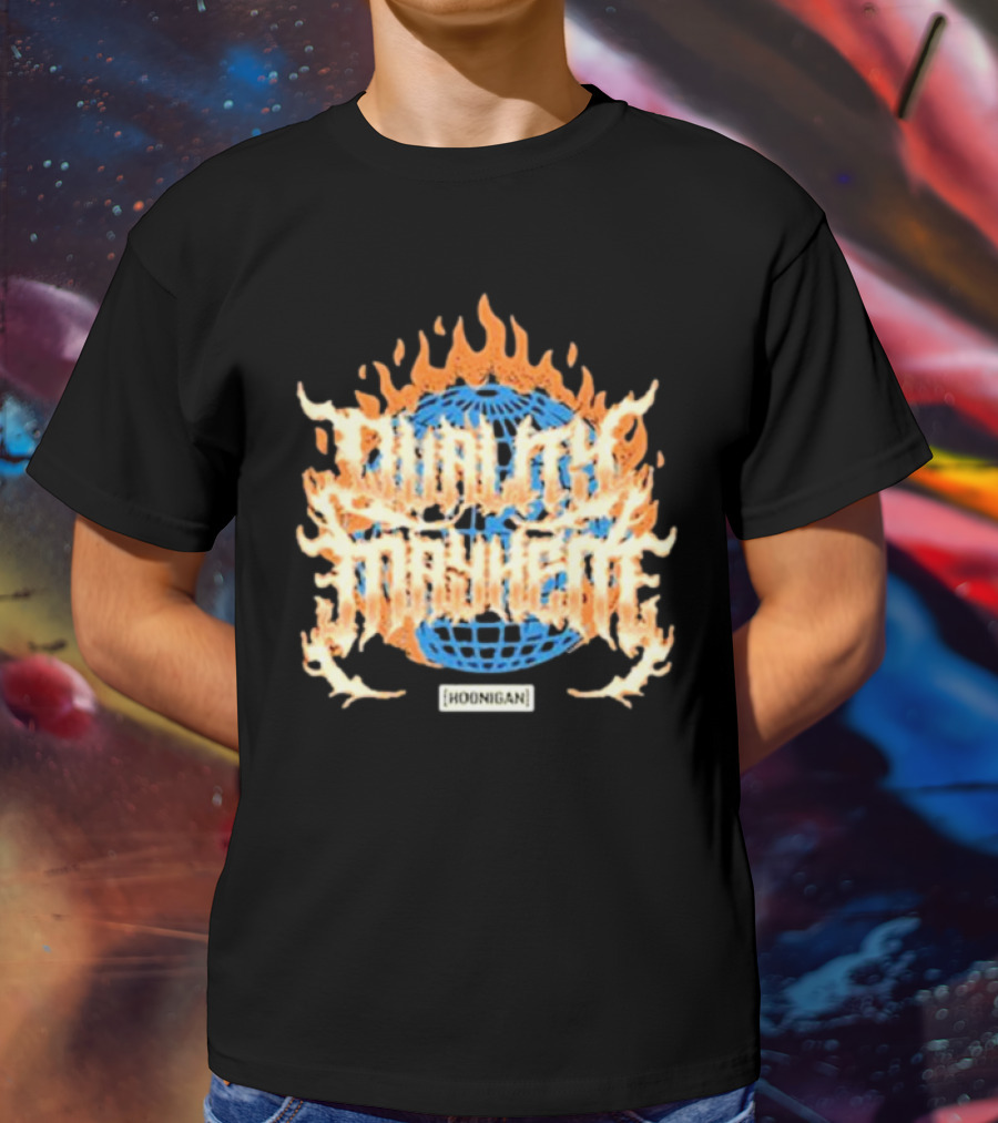 Hoonigan Burnt Mayhem World Globe Flames T-Shirt
