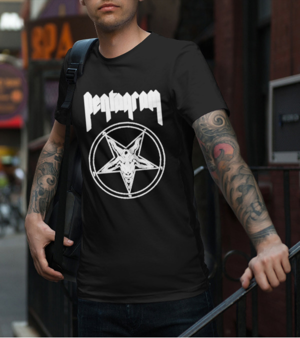 Pentagram Goat Head Circle Night Shift T-Shirt