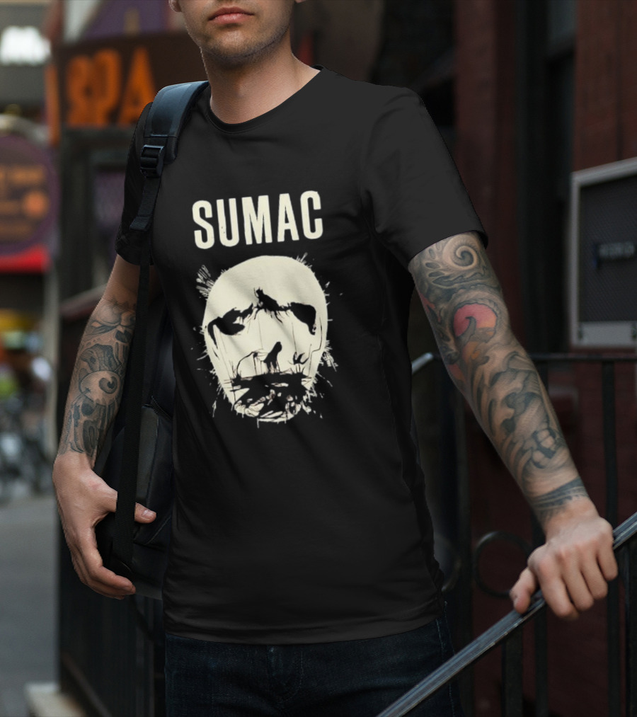 SUMAC Band Monochrome Abstract Face T-Shirt