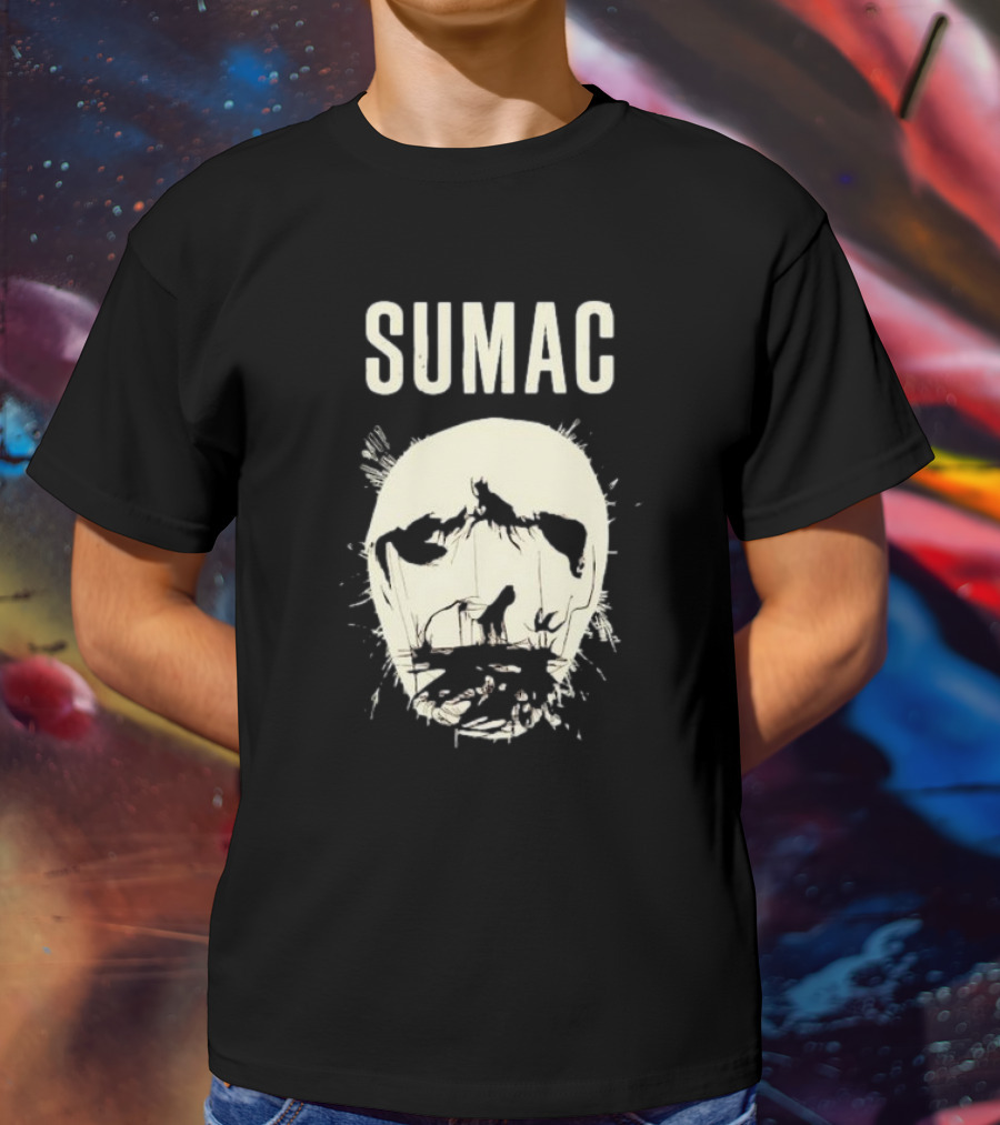 SUMAC Band Monochrome Abstract Face T-Shirt