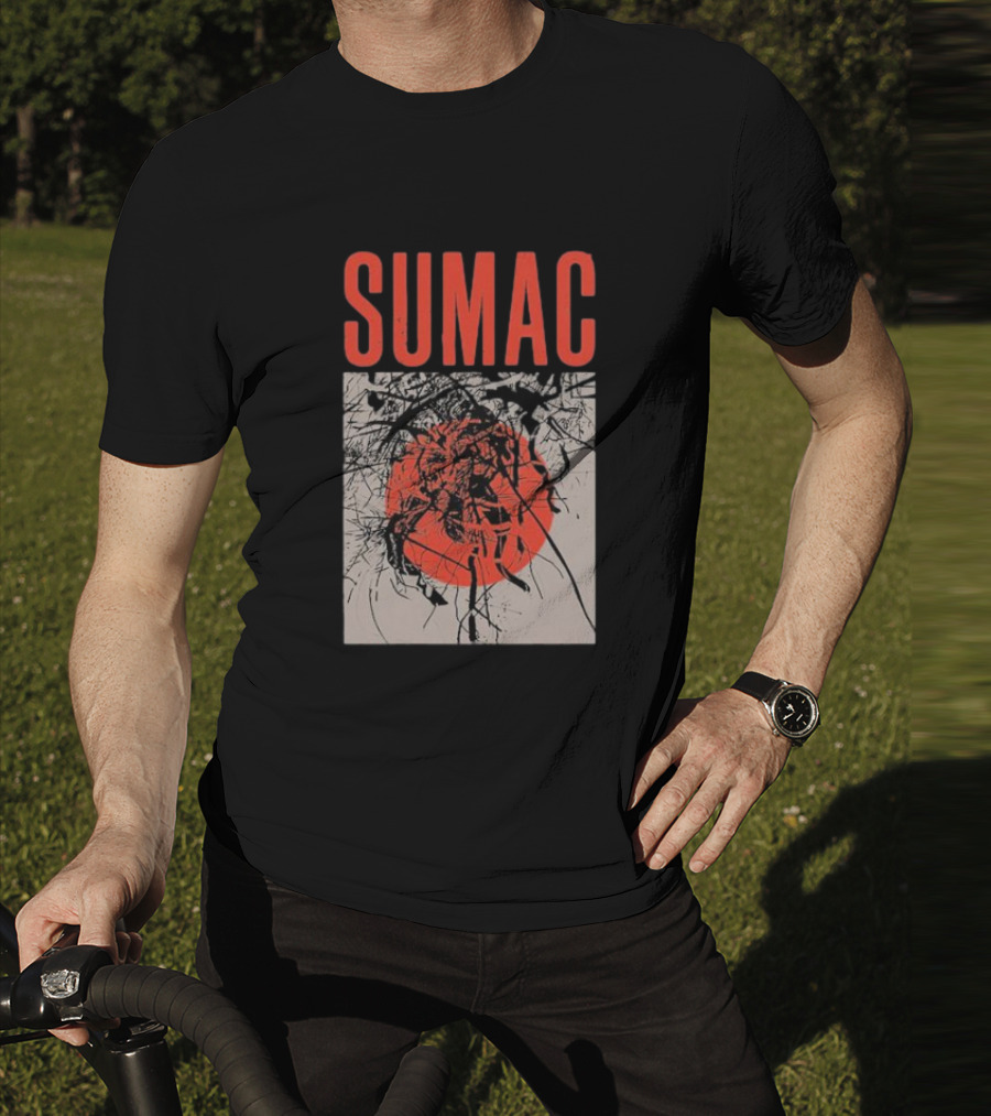 Sumac Shadow Art With Red Circle And Black Lines T-Shirt