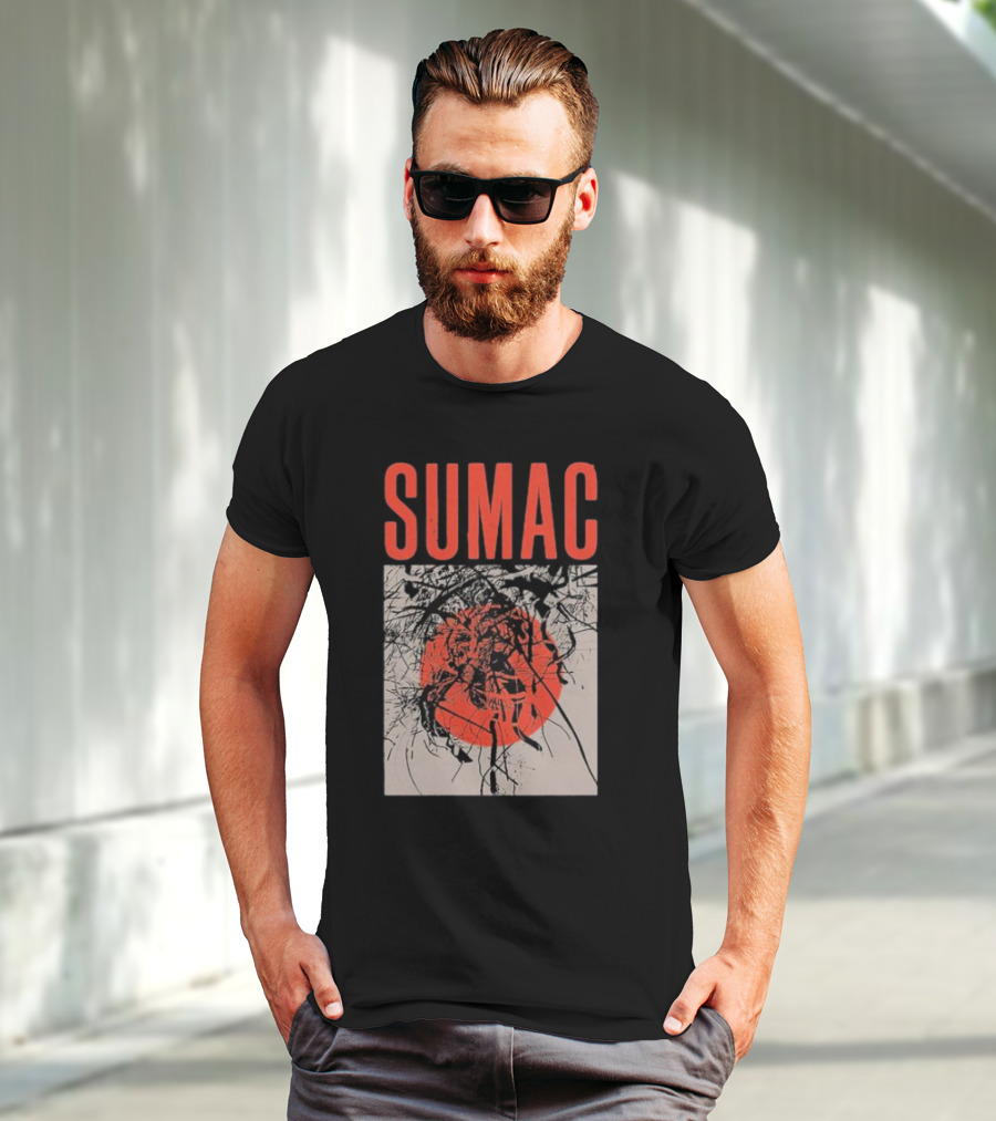 Sumac Shadow Art With Red Circle And Black Lines T-Shirt