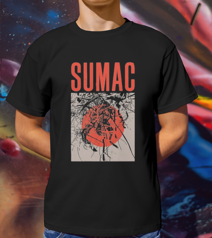 Sumac Shadow Art With Red Circle And Black Lines T-Shirt