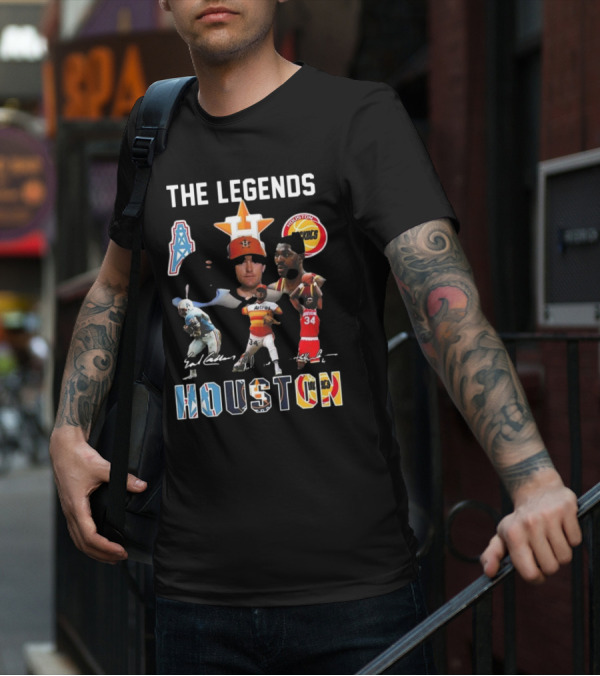 The Legends Of Houston Oilers Astros Rockets 34 Signatures H-Town T-Shirt