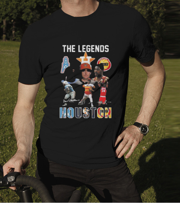 The Legends Of Houston Oilers Astros Rockets 34 Signatures H-Town T-Shirt