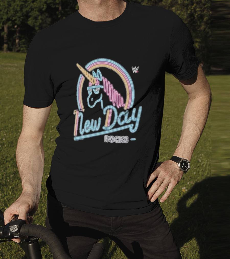 The New Day WWE Neon Unicorn Rocks Ripple Junction T-Shirt