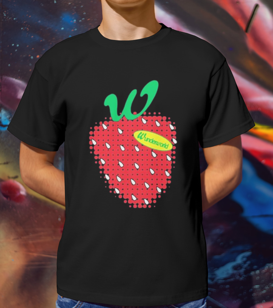 Wunderworld Strawberry Pattern With Green Leaf Initial T-Shirt