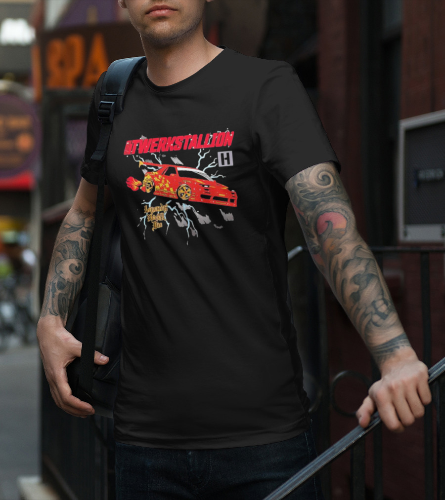 Twerkstallion Legends Never Die Red Car With Flames And Lightning T-Shirt