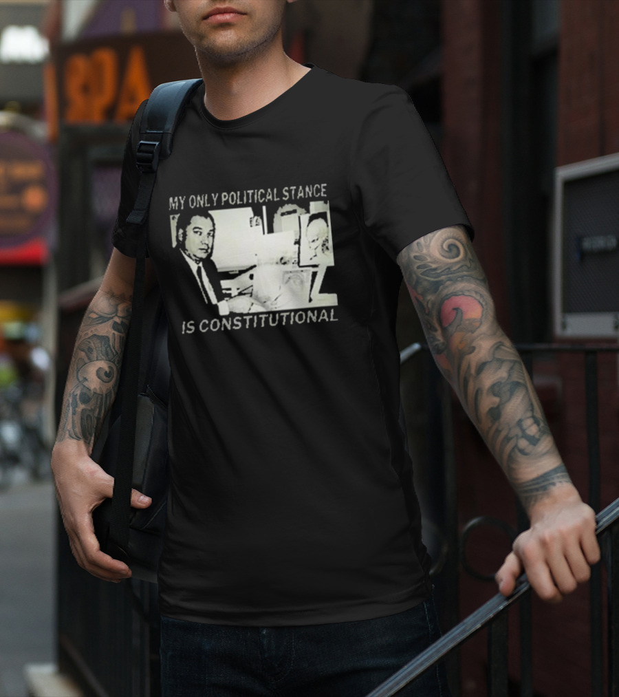 Bill Cooper My Only Political Stance Is Constitutional Office Desk Scene T-Shirt