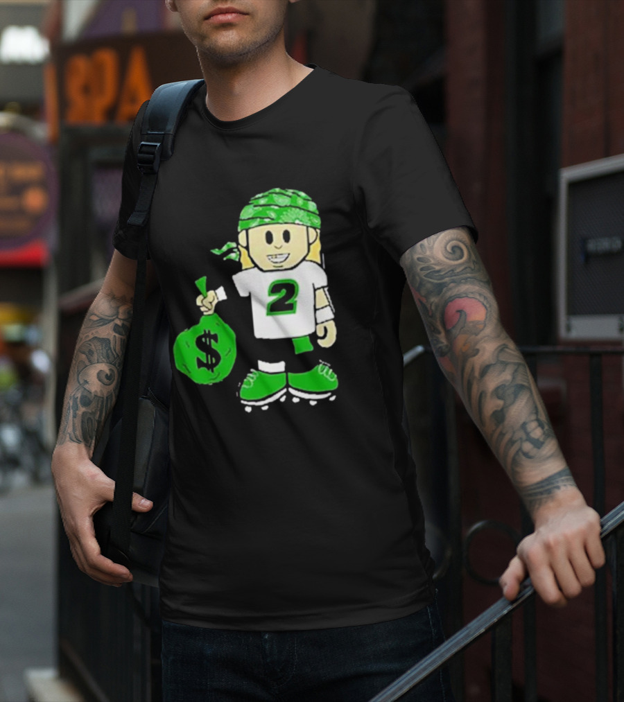 Football Player Number 2 Kids Money Bag Cartoon T-Shirt
