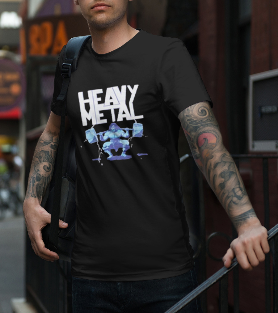 Heavy Metal Oversized Fitness Warrior With Barbells T-Shirt