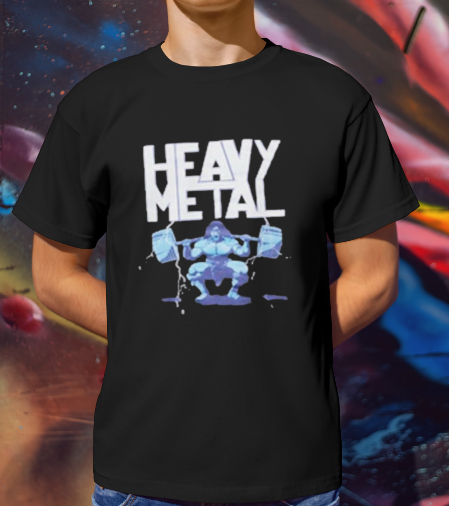 Heavy Metal Oversized Fitness Warrior With Barbells T-Shirt