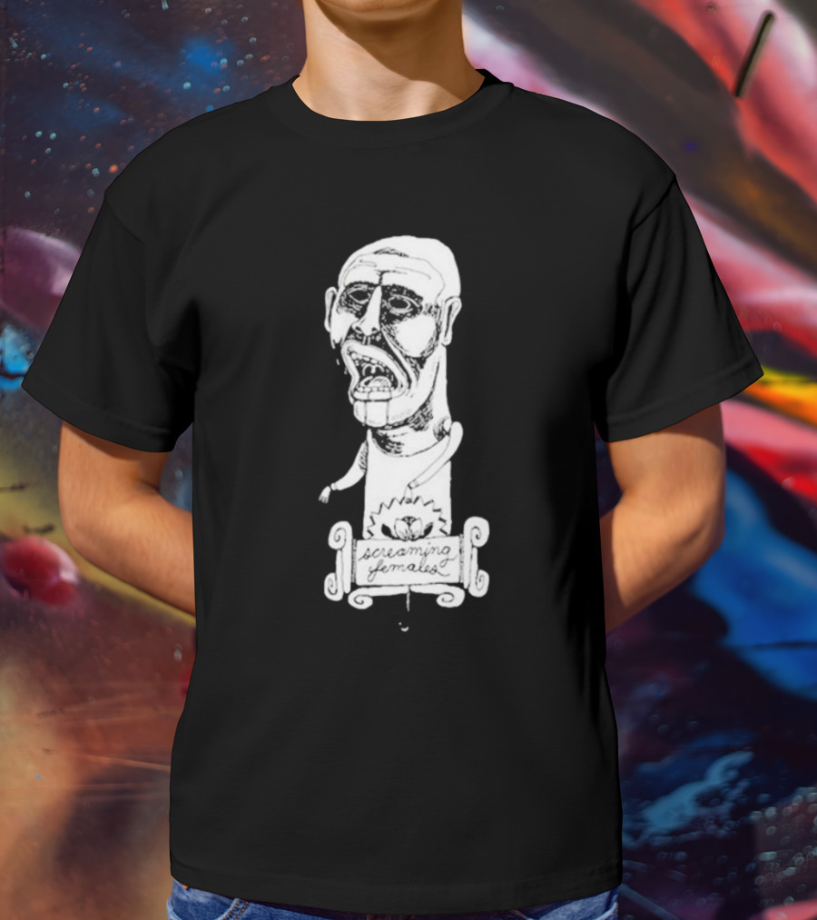 Screaming Females Band Illustration Black And White Head T-Shirt