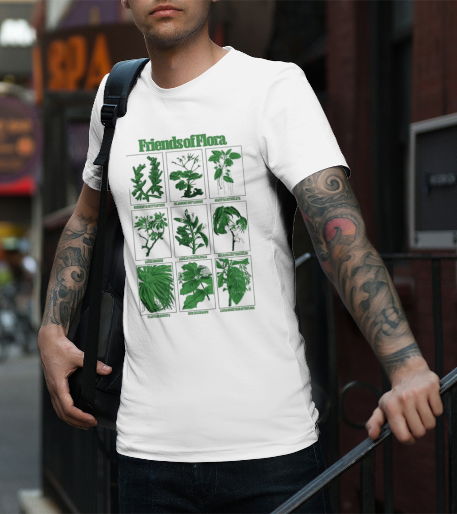 Friends Of Flora Plants Green Botanical Compilation T-Shirt