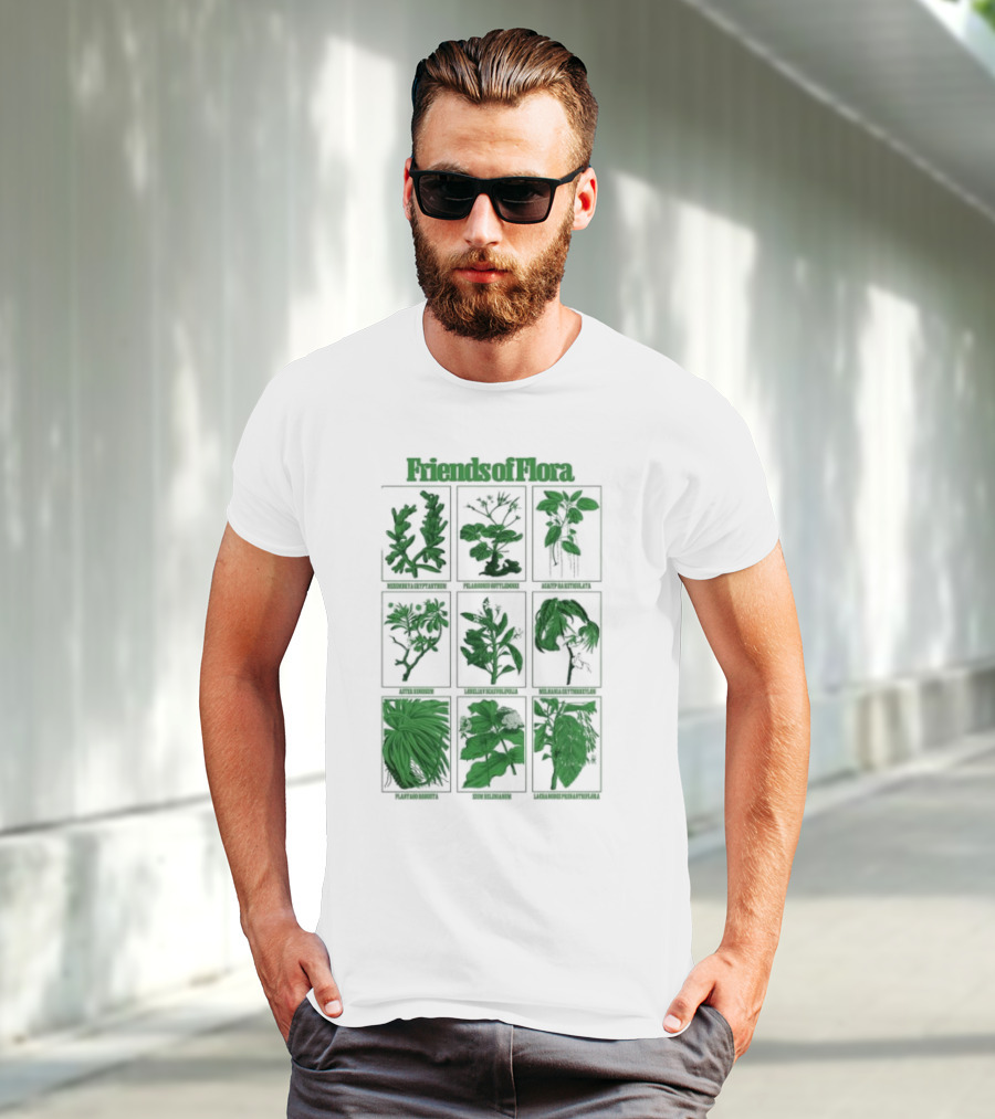 Friends Of Flora Plants Green Botanical Compilation T-Shirt