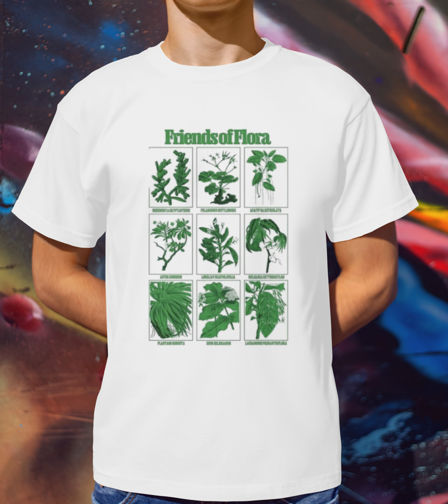 Friends Of Flora Plants Green Botanical Compilation T-Shirt