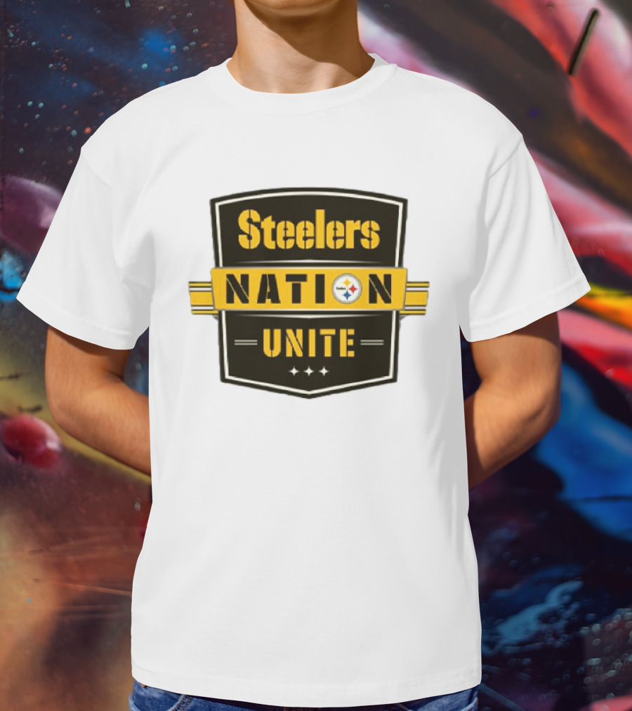Steelers Nation Unite Emblem With Stars And Iconic Team Colors T-Shirt