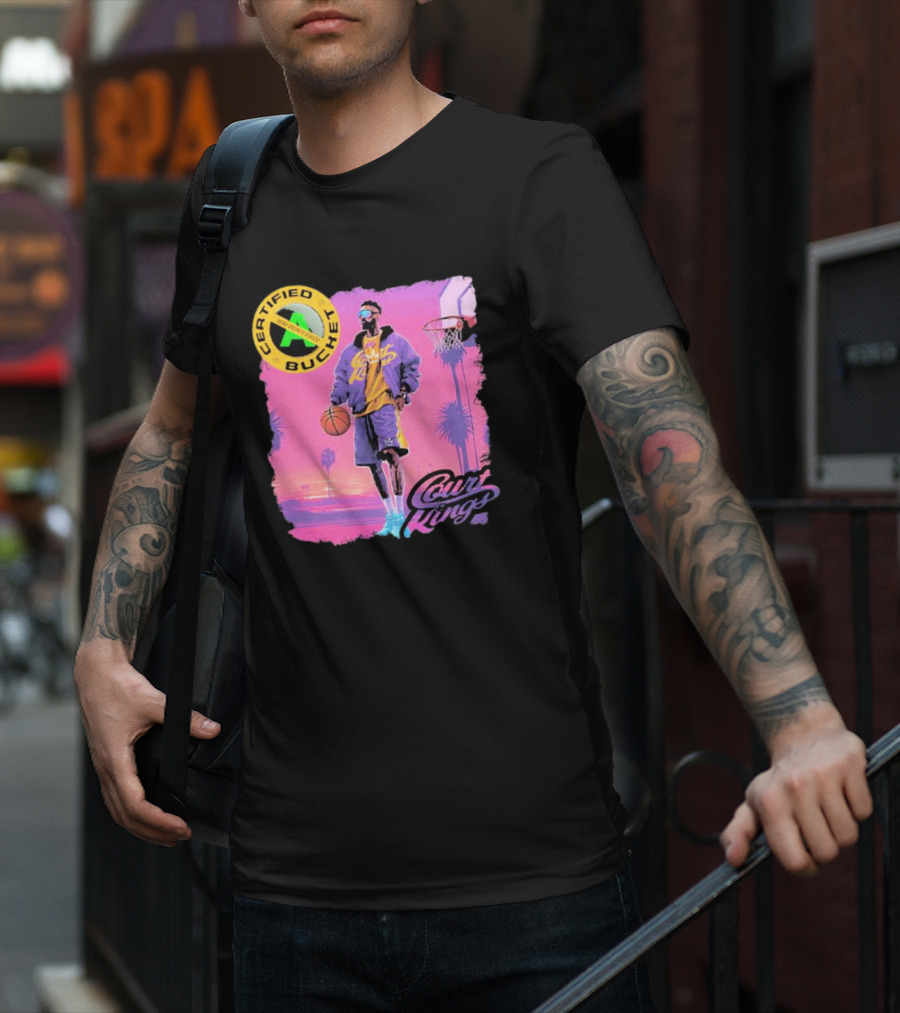 Certified Bucket Court Kings Style Basketball Sunset Scene T-Shirt