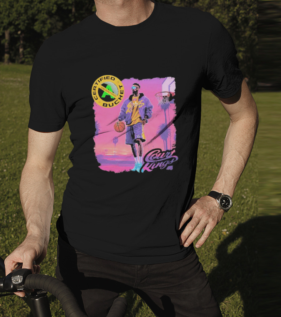 Certified Bucket Court Kings Style Basketball Sunset Scene T-Shirt