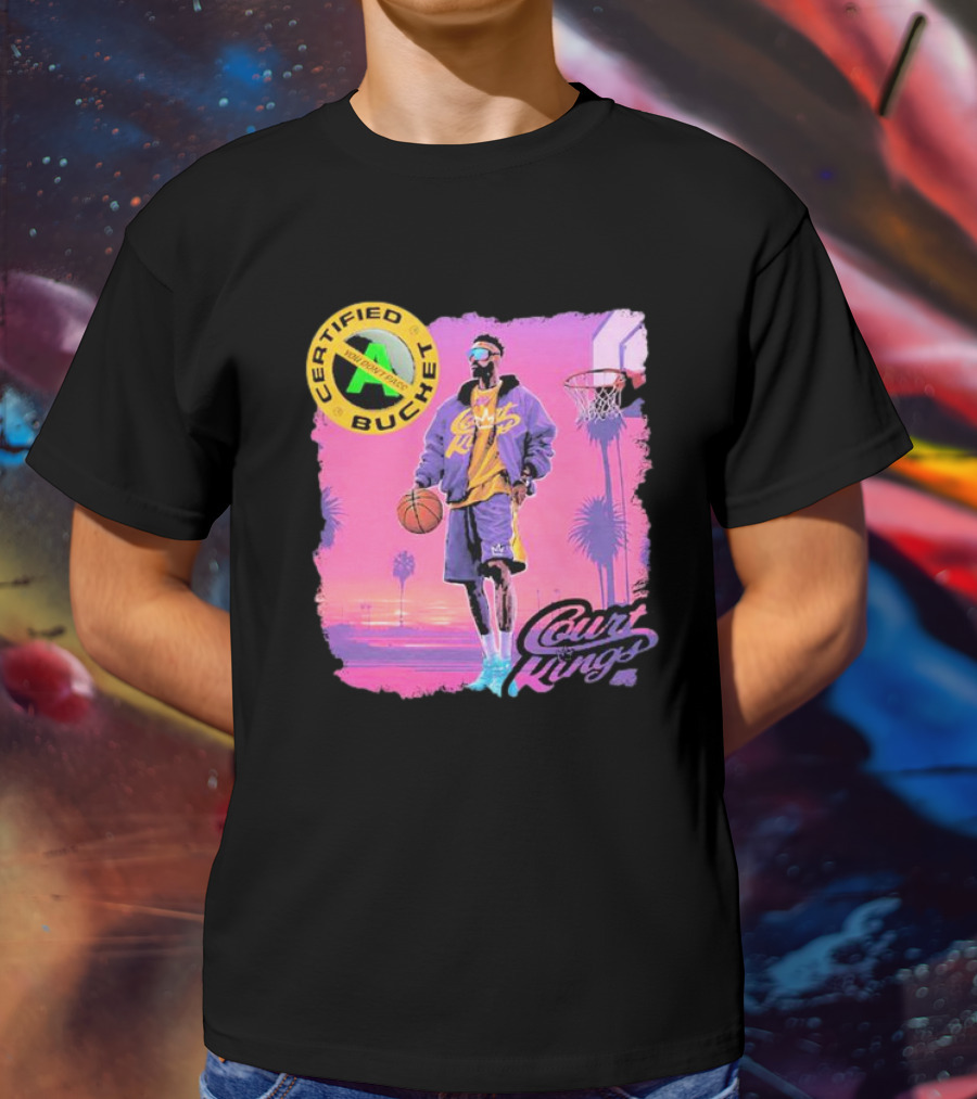 Certified Bucket Court Kings Style Basketball Sunset Scene T-Shirt