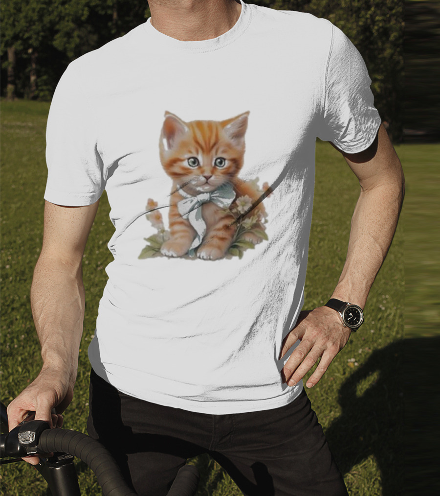 Beabadoobee Cat Kimchi Miso Kitten With Bow And Flowers T-Shirt