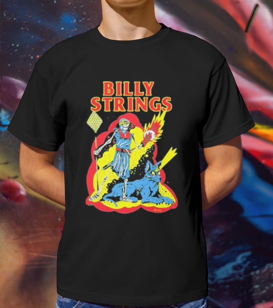 Billy Strings Skeleton Warrior With Blue Cyclops Cat T-Shirt