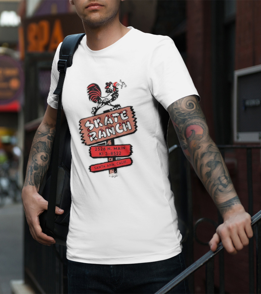 Skate Ranch Chicken 2526 N Main KI 3-8522 Santa Ana Calif T-Shirt