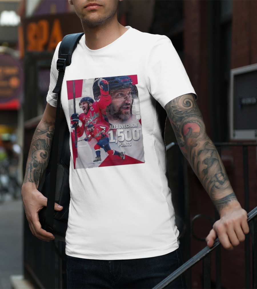 Alex Ovechkin 1500 Points Celebration Washington Capitals Red And White Hockey T-Shirt
