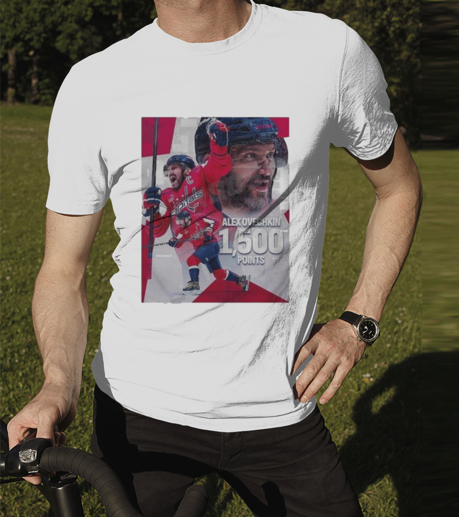Alex Ovechkin 1500 Points Celebration Washington Capitals Red And White Hockey T-Shirt