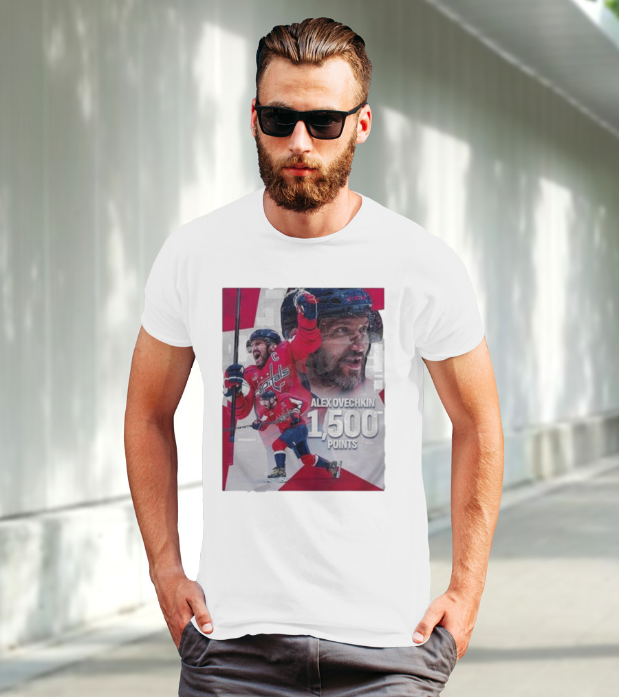 Alex Ovechkin 1500 Points Celebration Washington Capitals Red And White Hockey T-Shirt