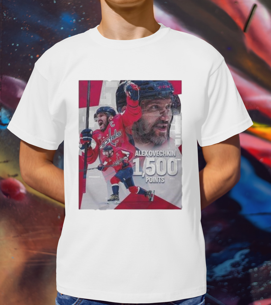 Alex Ovechkin 1500 Points Celebration Washington Capitals Red And White Hockey T-Shirt