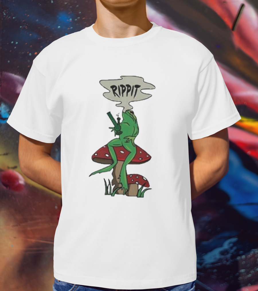 Fourtwenty Rippit Frog Smoking On Mushroom T-Shirt