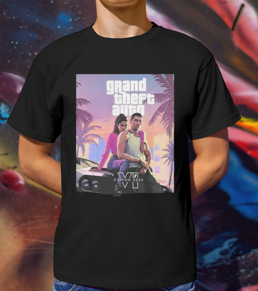 Grand Theft Auto VI Coming 2025 Retro Vice City Vibes Palm Trees Car T-Shirt