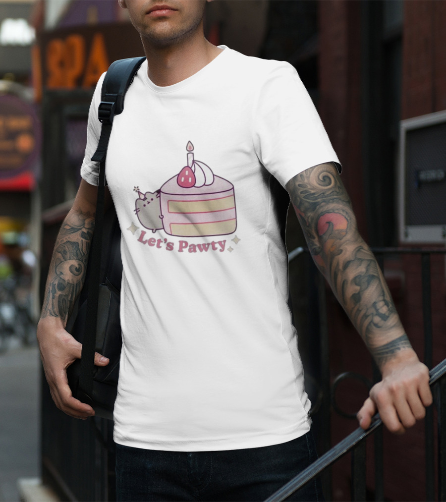Pusheen Let's Pawty Cake Celebration Grey Marl T-Shirt
