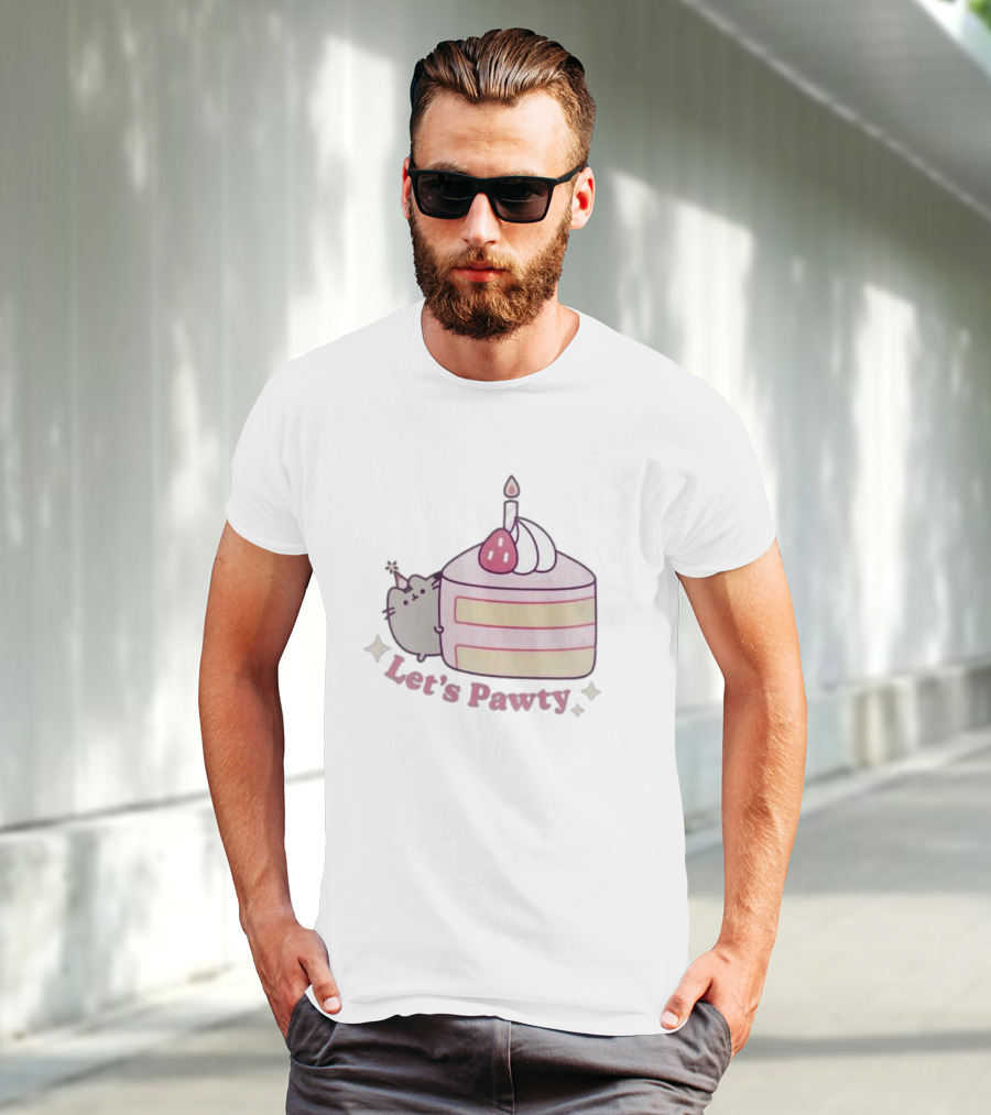 Pusheen Let's Pawty Cake Celebration Grey Marl T-Shirt