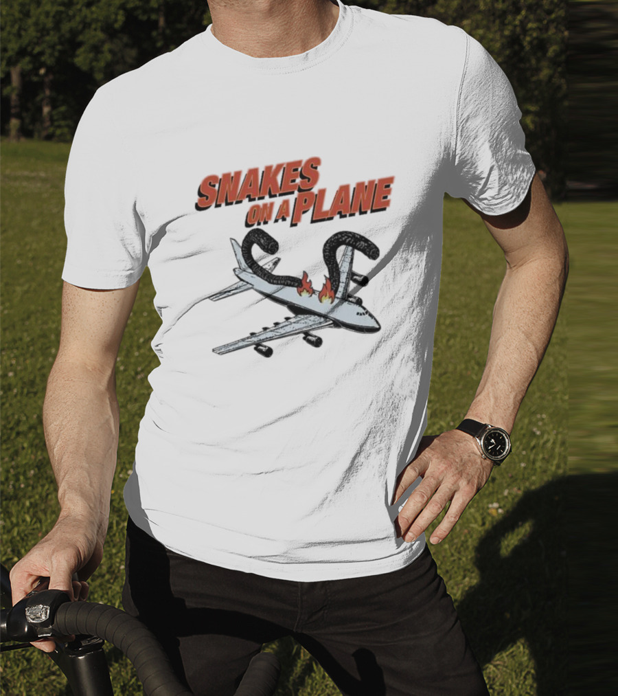 Snakes On A Plane Fire Flames Jet Airliner T-Shirt