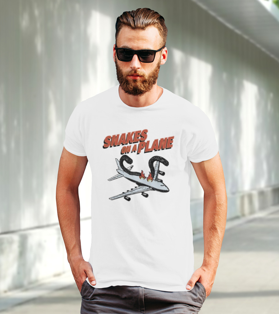 Snakes On A Plane Fire Flames Jet Airliner T-Shirt