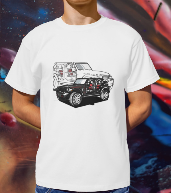 Tunic Jeep Car Illustration With Adventure Elements T-Shirt
