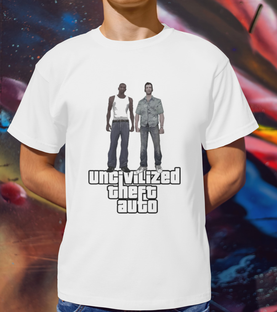 UNCIVILIZED THEFT AUTO GTA Parody Characters T-Shirt