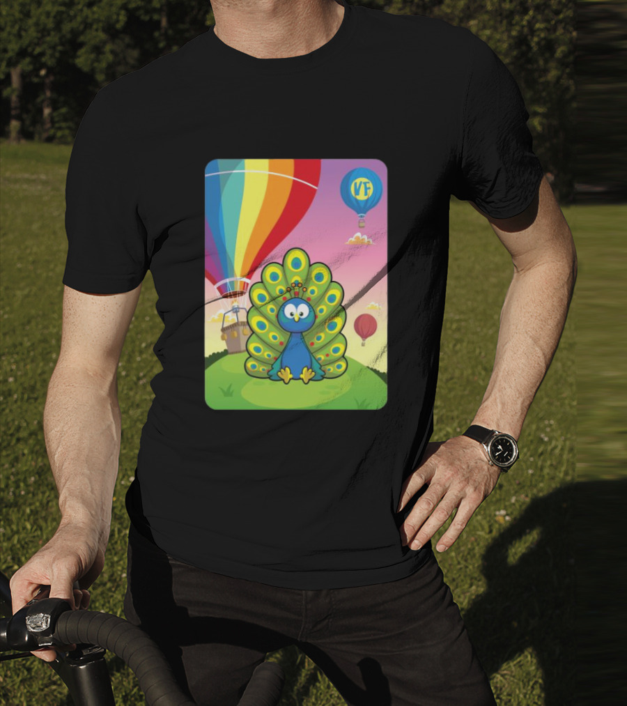 Vee Friends Practical Peacock Colorful Hot Air Balloon Vee Friends T-Shirt