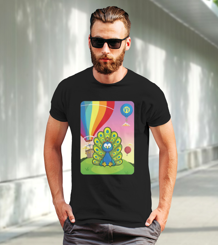 Vee Friends Practical Peacock Colorful Hot Air Balloon Vee Friends T-Shirt