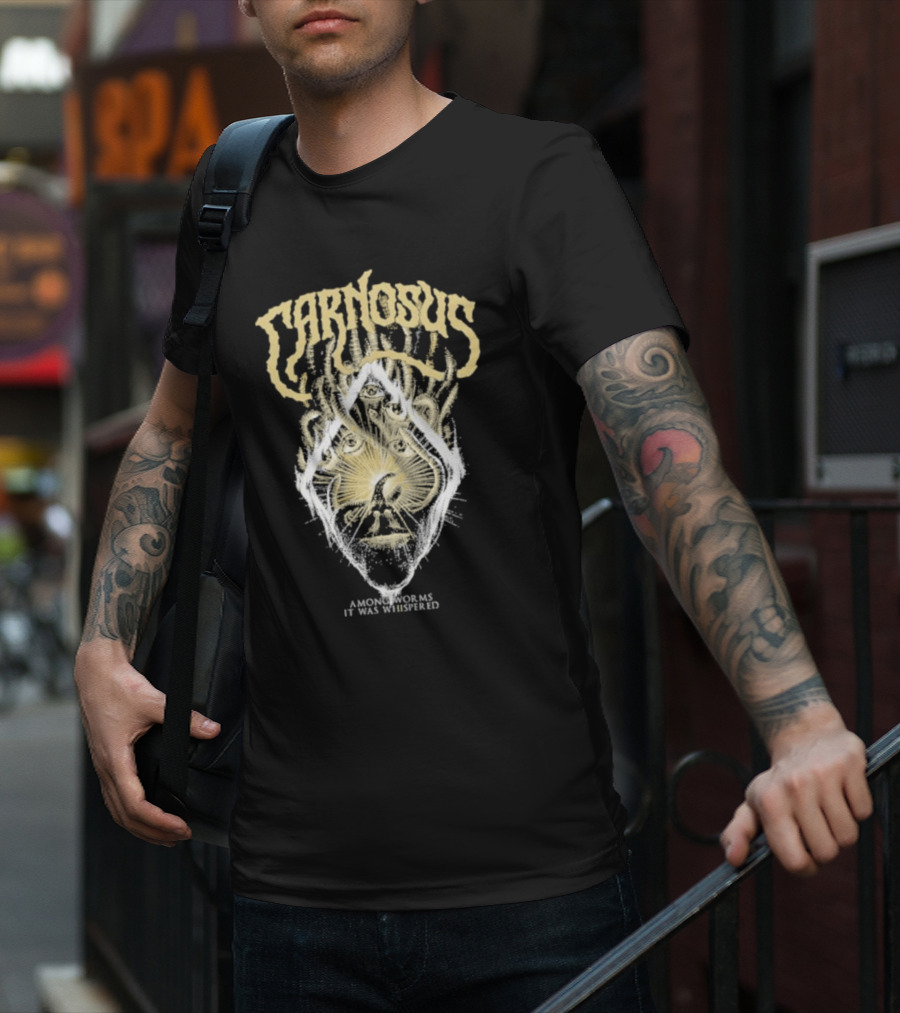 Carnosus Among Worms It Was Whispered Three-Eyed Mystical Face Enclosed In Sunburst Lines T-Shirt