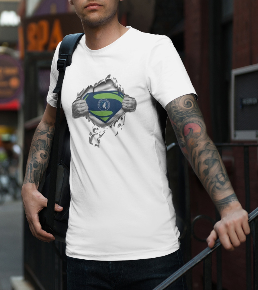 Minnesota Timberwolves Superman Logo Fusion T-Shirt